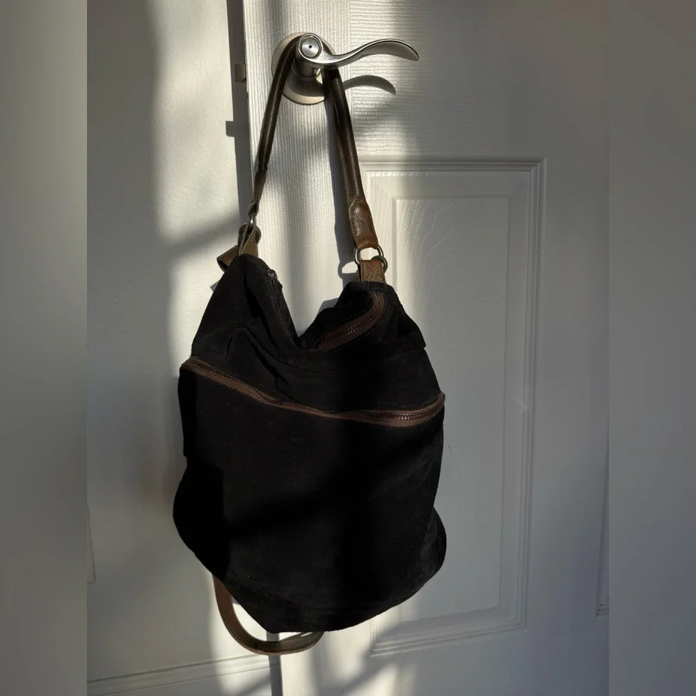 NWT Free People 100% leather suede Black Bag with two handles